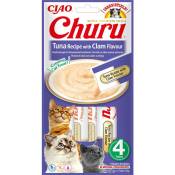 Inaba - churu - friandises pour chats en purée au thon & palourdes - 4 tubes x 14G - délicieux snacks pour félins - texture lisse