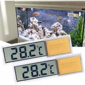 Thermomètre pour Aquarium, 2 Thermomètres pour Aquariums Numériques Haute Sensibilité, Deux Autocollants Latéraux, Précision Jusqu'à 0,1 Degré (Or)