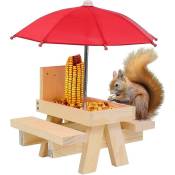 Squirrel Feeding Table Animal Wooden Corn Cob Holder