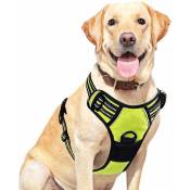 Harnais pour chien anti-traction respirant et facile à porter avec sangles réfléchissantes pour ajuster la taille (Vert, M)-Fei Yu