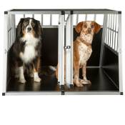 Le Poisson Qui Jardine - Cage double Caisse de transport solide en métal et bois pour chiens - Noir