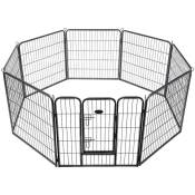 Melko - puppy run Enclos de libre parcours composé de 8 éléments, gris, par élément 80 x 60 cm (l x h)