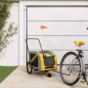 Vidaxl - Remorque de vélo pour animaux de compagnie jaune et gris