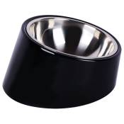 Bol pour chat et chien, bol incliné anti-dérapant support moderne bol pour chien, avec bol amovible en acier inoxydable, noir, 114.5CM
