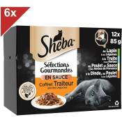 SHEBA Barquettes en sauce 4 variétés pour chat 85g (12x6)