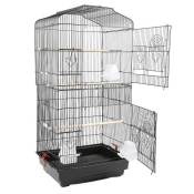 Cage à Oiseaux avec Poignée Portable - Volière pour Perruch Pinson Calopsitte -Noir 46*36*93cm