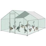 Einfeben - Poulailler 3x4x2m Enclos xxl avec serrure enclos extérieur en acier galvanisé pour petits animaux poules cage à oiseaux petits