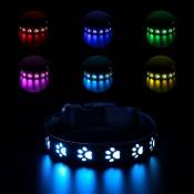 Upgraded Led Dog Collar, Extra Bright Usb Rechargeable [7 Modes] Light Up Dog Collar, Leather And Nylon, Weatherproof, Makes Your Dog Visible And