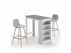 A-cocoon ensemble table et chaises blanc et béton - gris clair