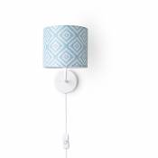 Applique Abat-Jour Tissu Lampe à Poser Lampe De Chevet E14 Vintage Rétro Ronde Lampe murale - Blanc, Design 6 (Ø18 cm) - Paco Home