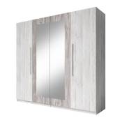 Armoire 4 portes avec miroirs couleur gris clair et gris foncé - irina - Gris