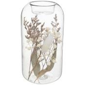 Atmosphera - Photophore tube fleurs sechées - verre créateur d'intérieur - Blanc