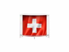 Bar 2 portes 134,5x55,3x104,8 cm noir et décor drapeau suisse - kapik
