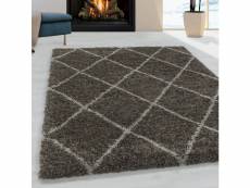 Bobochic tapis shaggy lana motif berbère taupe 140x200