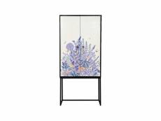 Buffet armoire ALVA 2 portes mdf imprimé floral bleu,violet