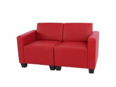 Canapé 2 places lounge/salon lyon, modulable, simili-cuir, rouge