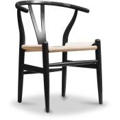 Chaise de salle à manger en bois - Style scandinave - Wish Noir - Bois de hêtre, Corde, Bois, Tissu, Metal, Tissu - Noir