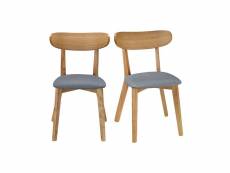 Chaise design vintage grise et pieds bois (lot de 2)
