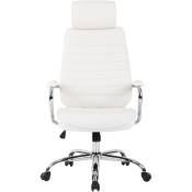 CLP - Chaise de bureau avec roues Design élégant en cuir réel disponible dans différentes couleurs colore : Blanc