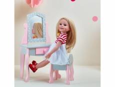 Coiffeuse poupée poupon polka dots princess tabouret miroir bois jeux td-0207ag