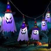 Décoration d'Halloween en plein air, paquet de 5 guirlandes lumineuses de chapeau de sorcière d'Halloween lumières led de jardin (sans piles)