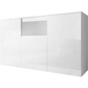 Design Ameublement - Buffet de salon bas 3 portes 140x80x40cm Meuble de rangement Modèle nevada Couleur Blanc Finition Brillante - Blanc