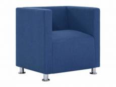 Fauteuil chaise siège lounge design club sofa salon cube bleu polyester helloshop26 1102269
