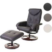 Fauteuil de relaxation Oxford, fauteuil de télévision avec tabouret, similicuir - noir