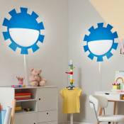 Lámpara de habitación infantil, lámpara de sala de juegos, lámpara de pared, lámpara de pared, lámpara infantil, acero, vidrio, blanco, azul, 1x