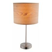 Lampe de table lampe de table lampe de lecture lampe de chambre lampe de lecture lampe de bureau, métal nickel aspect bois mat, douille E27, DxH