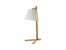 Lampe design à poser en bambou et abat-jour en tissu blanc - h50cm
