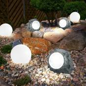 Lampes solaires lampes de décoration de jardin aspect pierre pour jardin extérieur boule de décoration de terrasse à led solaire, plastique blanc