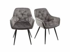 Lot 2 chaises velours gris et piètement métal gris anthracite - stern 66088087lot2