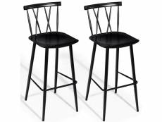 Lot de 2 chaises de bar de style moderne en métal 47,5 x 41 x 105 cm pour bistro,cuisine,café noir charge max. 150 kg