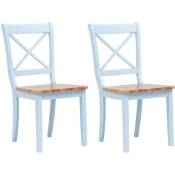 Lot de 2 chaises de salle à manger cuisine design classique bois clair bois d'hévéa massif gris - gris