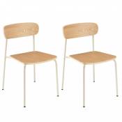 Lot de 2 chaises « écolier » en bois de frêne pieds acier blanc