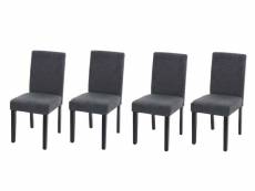 Lot de 4 chaises de salle à manger en tissu gris foncé pieds foncés cds04563