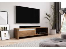 Meuble banc TV - 140 cm - Chêne de bourgogne / Blanc