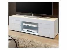 Meuble tv blanc laqué brillant design okland