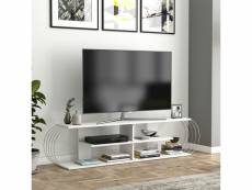 Meuble tv robertsfors 180 x 31 x 42 cm blanc chrome [en.casa]