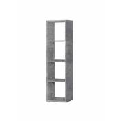 Meubletmoi - Etagère colonne 4 casiers décor béton - classico