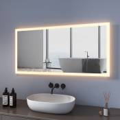 Miroir de salle de bain 120x60cm led Miroir Muraux avec éclairage Blanc Chaud, Interrupteur mural, 3000K Lumière Blanc Chaud - Meykoers