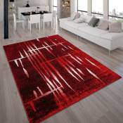 Paco-Home Tapis Design Moderne Poil Court Trendy Rouge