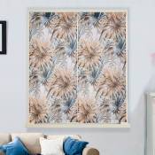 Paire de vitrages droits au style tropical - Taupe - 60 x 160 cm