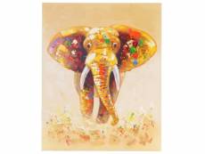 Peinture à l'huile éléphant peinte à la main à 100%, toile de décoration murale xl ~ 100x80cm