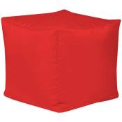 Pouf Cube, Repose-Pieds - Grand, 38cm x 38cm, Textile Tissé, Résistant à l'eau, Poufs d'intérieur et d'extérieur, Rouge - Rouge - Veeva