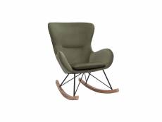 Rocking chair design effet velours kaki eskua