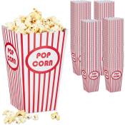 Sachets à popcorns, lot de 100, rayures, rétro, cinéma, accessoires pour soirée film, carton, rouge - blanc - Relaxdays