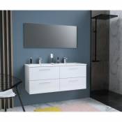 Sans Marque GLOSSY Meuble de Salle de bain double vasque L 120cm - Blanc laque brillant