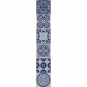 Sticker carrelage adhésif décoratif autocollant, imitation carreaux de ciment gris bleuté dans un style ancien, x6, 15 cm x 15 cm - Bleu